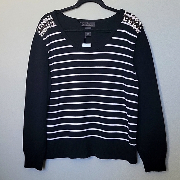 Lane Bryant NWT rhinestone detail striped sweater top 18/20 - Picture 1 of 6